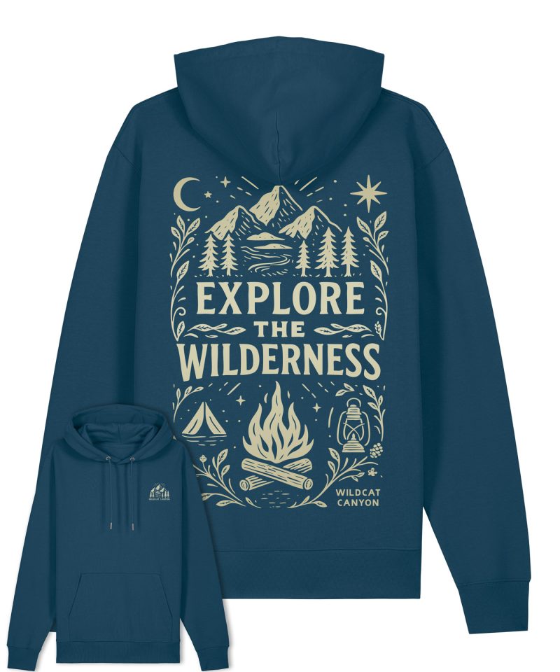 Wildcat Canyon Explore The Wilderness Unisex Organic Cotton Hoodie in Deep Teal