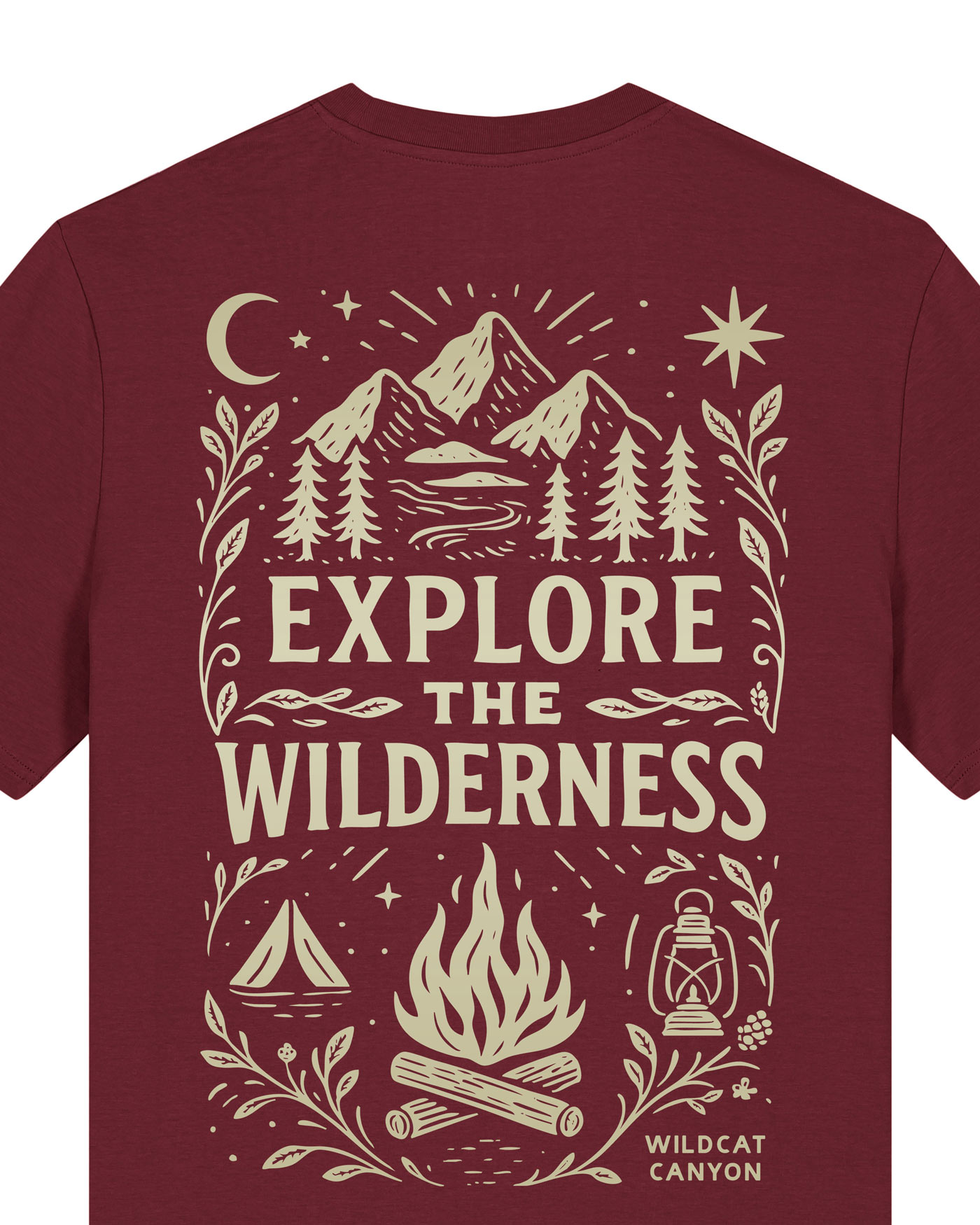 Wildcat Canyon Explore The Wilderness Men's Organic Cotton T-Shirt in Burgundy