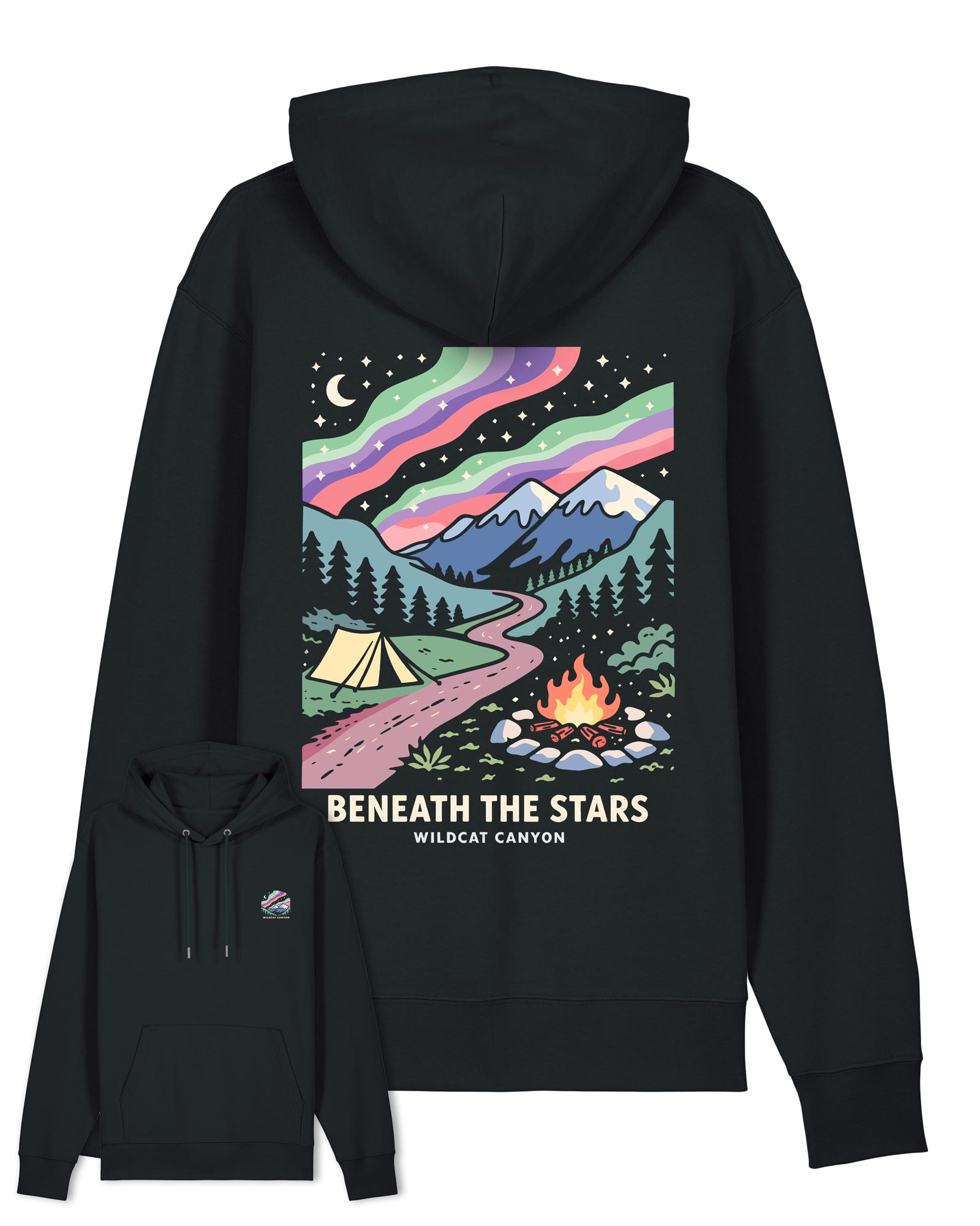 Wildcat Canyon Beneath The Stars Unisex Organic Cotton Hoodie in Black