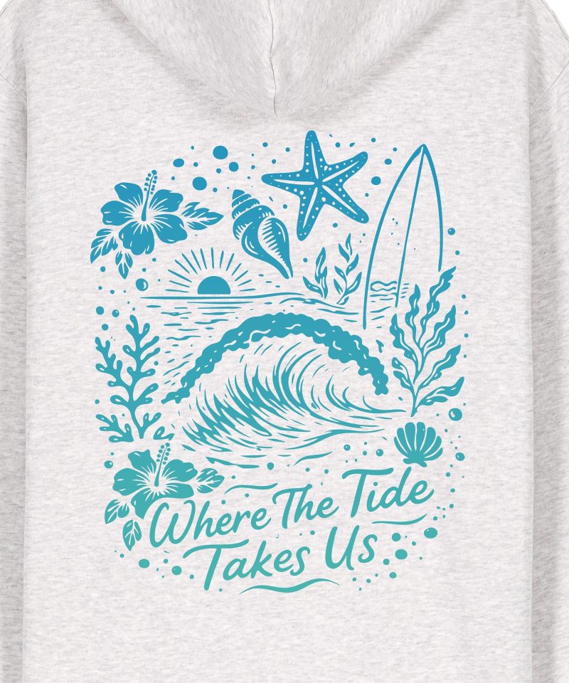 Wildcat Canyon Where The Tide Takes Us Women's Organic Cotton Hoodie in Cool Heather Grey
