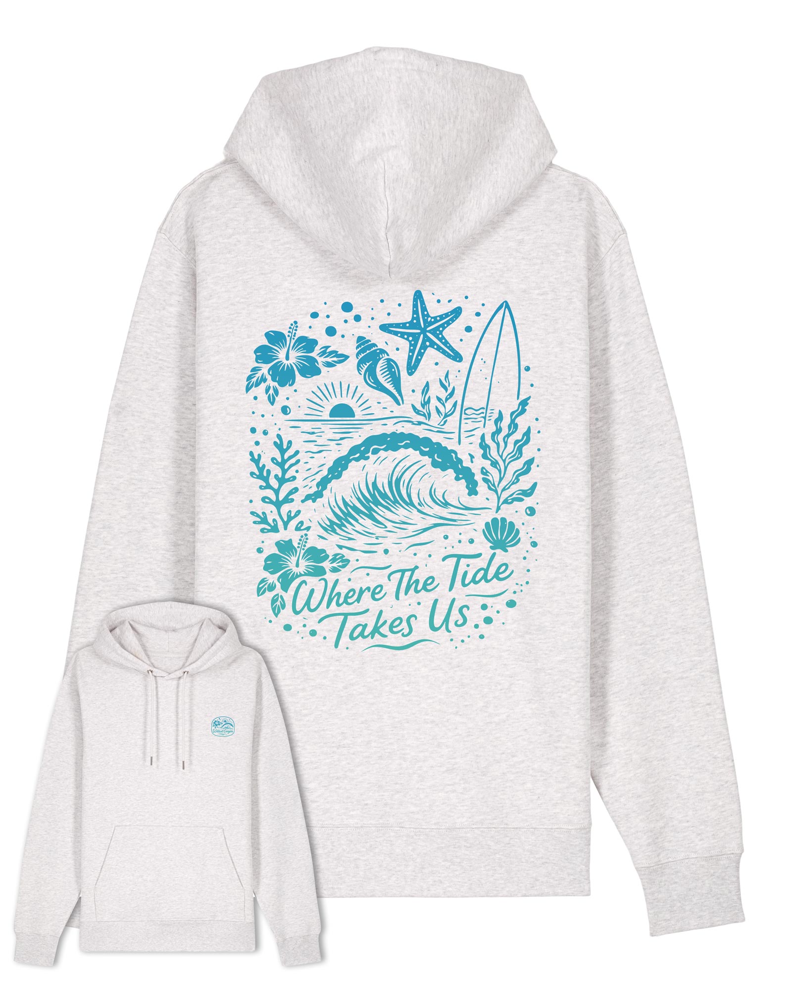 Wildcat Canyon Where The Tide Takes Us Women's Organic Cotton Hoodie in Cool Heather Grey