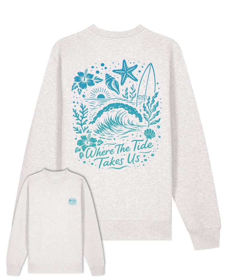 Wildcat Canyon Where The Tide Takes Us Women's Organic Cotton Sweatshirt in Cool Heather Grey