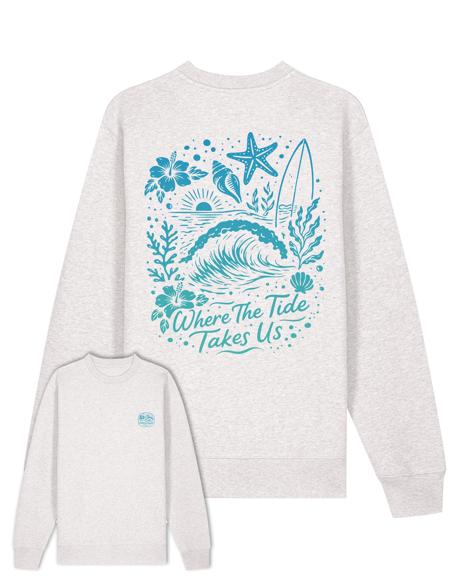 Wildcat Canyon Where The Tide Takes Us Women's Organic Cotton Sweatshirt in Cool Heather Grey