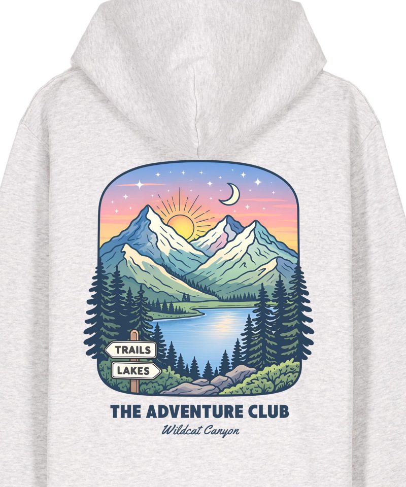 Wildcat Canyon The Adventure Club Women's Organic Cotton Hoodie in Cool Heather Grey