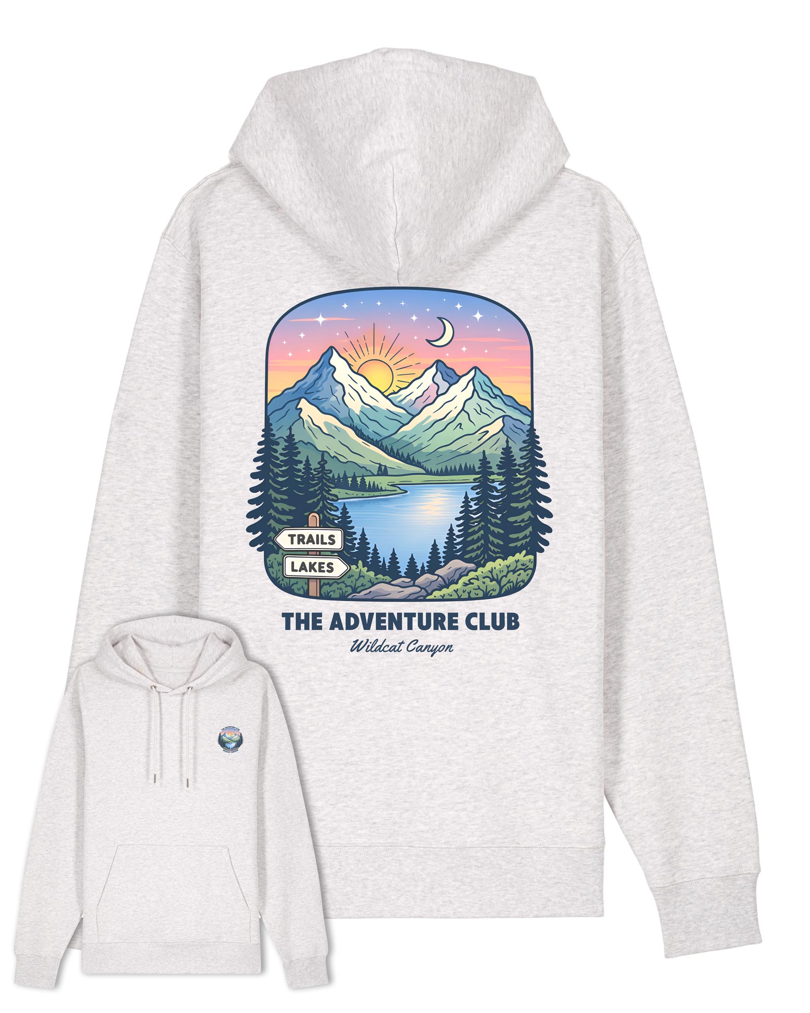 Wildcat Canyon The Adventure Club Women's Organic Cotton Hoodie in Cool Heather Grey