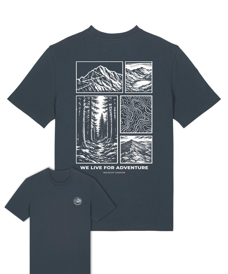 Wildcat Canyon We Live For Adventure Men's Organic Cotton T-Shirt in India Ink Grey