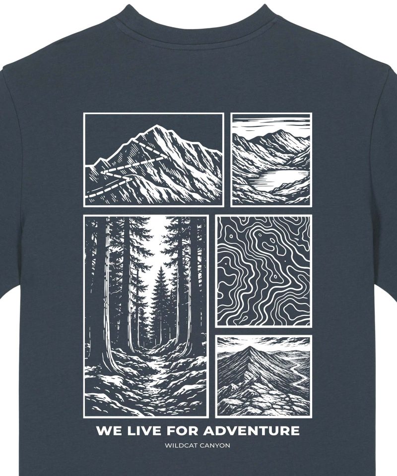 Wildcat Canyon We Live For Adventure Men's Organic Cotton T-Shirt in India Ink Grey
