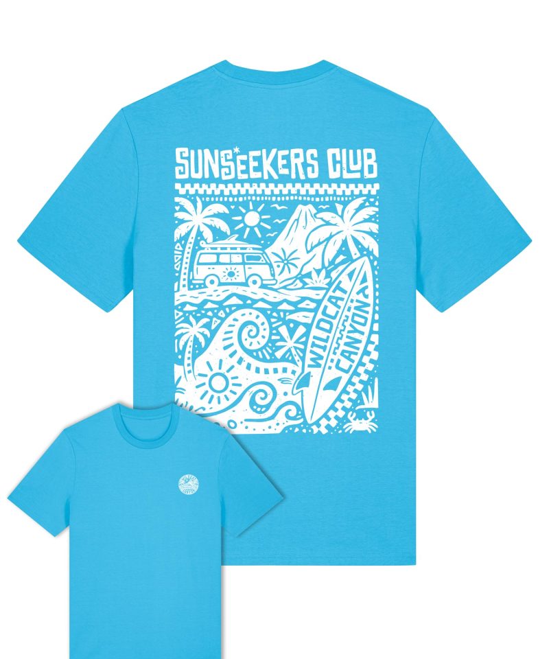 Wildcat Canyon Sunseekers Club Men's Organic Cotton T-Shirt in Aqua Blue