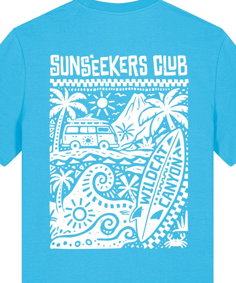 Wildcat Canyon Sunseekers Club Men's Organic Cotton T-Shirt in Aqua Blue