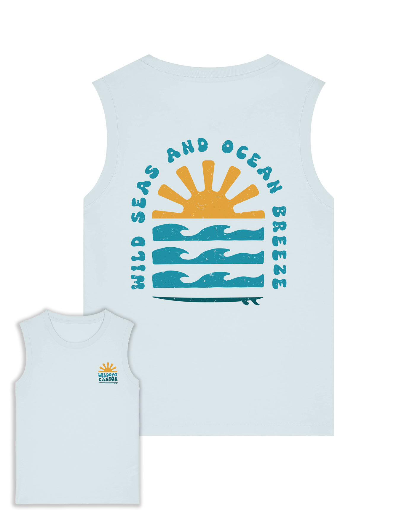 Women's organic cotton surf vest in ice blue