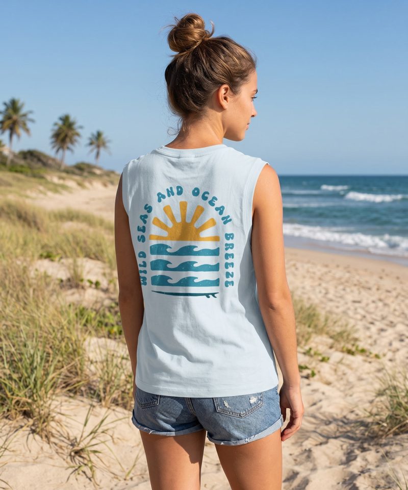 Women's organic cotton surf vest in ice blue